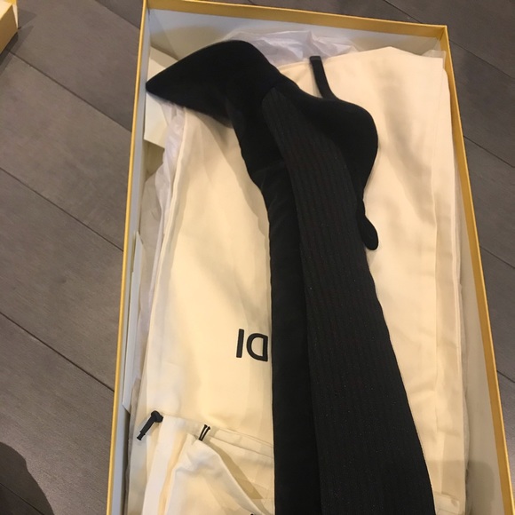 Fendi - Black Velvet Boots - Rockoko - Picture 4 of 11